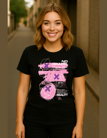 Tricouri cu Imprimeu - Tricou Dama cu Imprimeu, No Drama, Bumbac