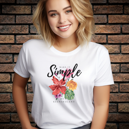 Tricouri Femei - Tricou Dama cu Imprimeu, SIMPLE, Bumbac