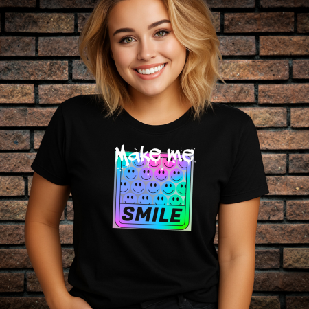 Tricouri cu Imprimeu - Tricou Dama cu Imprimeu, Smile, Bumbac