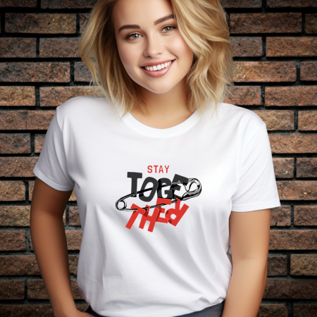 Tricouri Femei - Tricou Dama cu Imprimeu, STAY TOGETHER, Bumbac