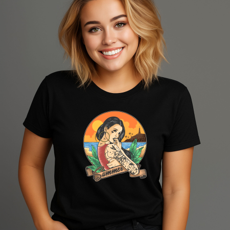 Tricouri cu Imprimeu - Tricou Dama cu Imprimeu, Summer, Bumbac