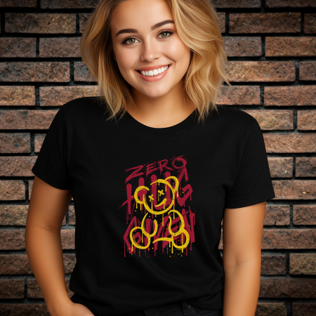 Tricouri Femei - Tricou Dama cu Imprimeu, ZERO HUG GIVEN, Bumbac