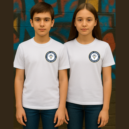 Uniforma Liceul Teoretic Traian Lalescu - Tricou Pentru Adolescenti Cu Imprimeu, Liceul Traian Lalescu, Bumbac, Alb