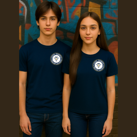 Uniforma Liceul Teoretic Traian Lalescu - Tricou Pentru Adolescenti Cu Imprimeu, Liceul Traian Lalescu, Bumbac, Bleumarin