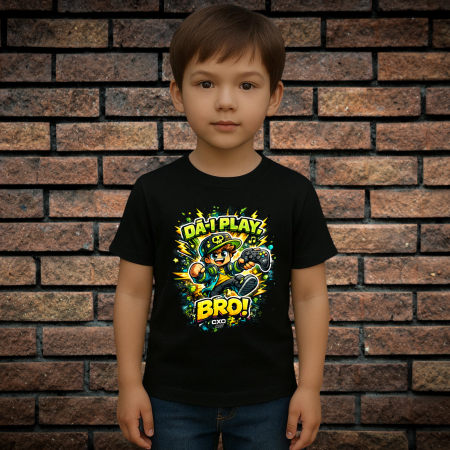 Tricou cu Imprimeu - Tricou Pentru Copii Cu Imprimeu, DĂ-I PLAY, BRO!, Bumbac