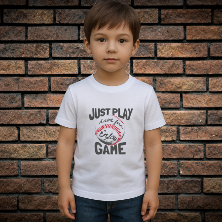 Tricou cu Imprimeu - Tricou Pentru Copii Cu Imprimeu, JUST PLAY GAME, Bumbac