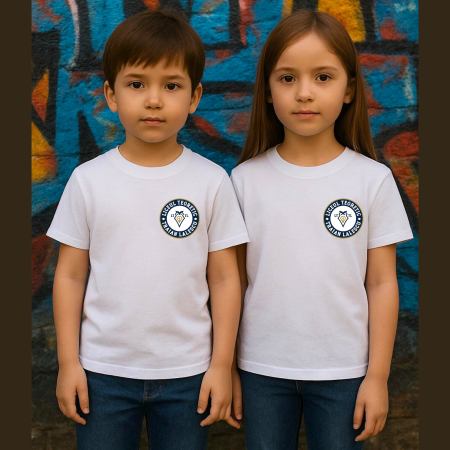 Uniforma Liceul Teoretic Traian Lalescu - Tricou Pentru Copii Cu Imprimeu, Liceul Traian Lalescu, Bumbac, Alb