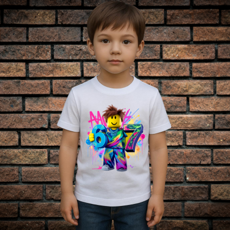 Tricou cu Imprimeu - Tricou Pentru Copii Cu Imprimeu, SIX SEVEN 2, Bumbac