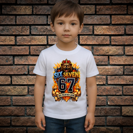 Tricou cu Imprimeu - Tricou Pentru Copii Cu Imprimeu, SIX SEVEN, Bumbac