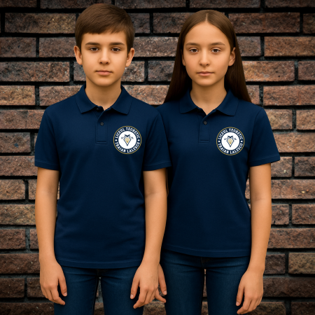 Pentru Școală - Tricou Polo Pentru Adolescenti Cu Imprimeu, Liceul Traian Lalescu, Bumbac, Bleumarin
