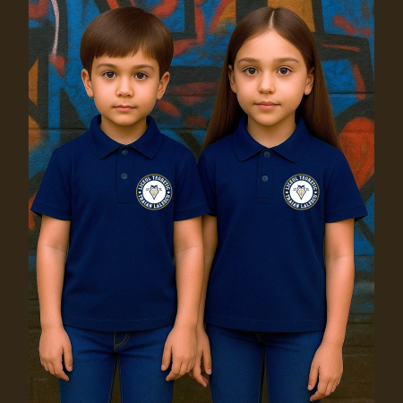 Uniforma Liceul Teoretic Traian Lalescu - Tricou Polo Pentru Copii Cu Imprimeu, Liceul Traian Lalescu, Bumbac, Bleumarin