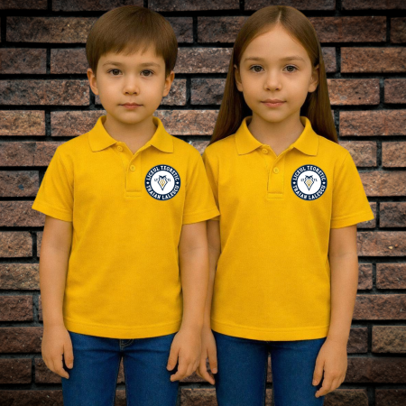 Uniforma Liceul Teoretic Traian Lalescu - Tricou Polo, Pentru Copii si Adolescenti, Cu Imprimeu, Liceul Traian Lalescu, Bumbac, Galben