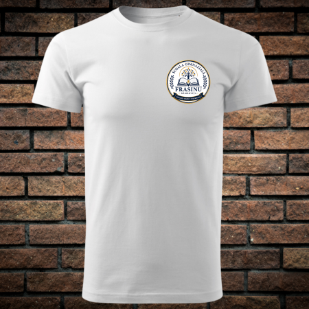 Uniformă Școlară ,,Scoala Gimnaziala Frasinu'' - Tricou Sport Pentru Copii si Adolescenti, Alb, cu Imprimeu, Scoala Gimnaziala Frasinu