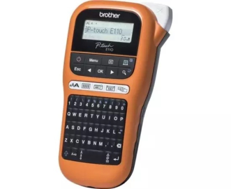 Imprimante  - Imprimanta de etichete BROTHER P-touch PT-E110, Negru/Portocaliu
