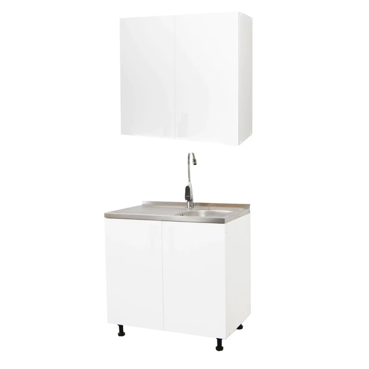 Set masca chiuveta si dulap bucatarie cu inchidere soft-close, 80cm, Alb