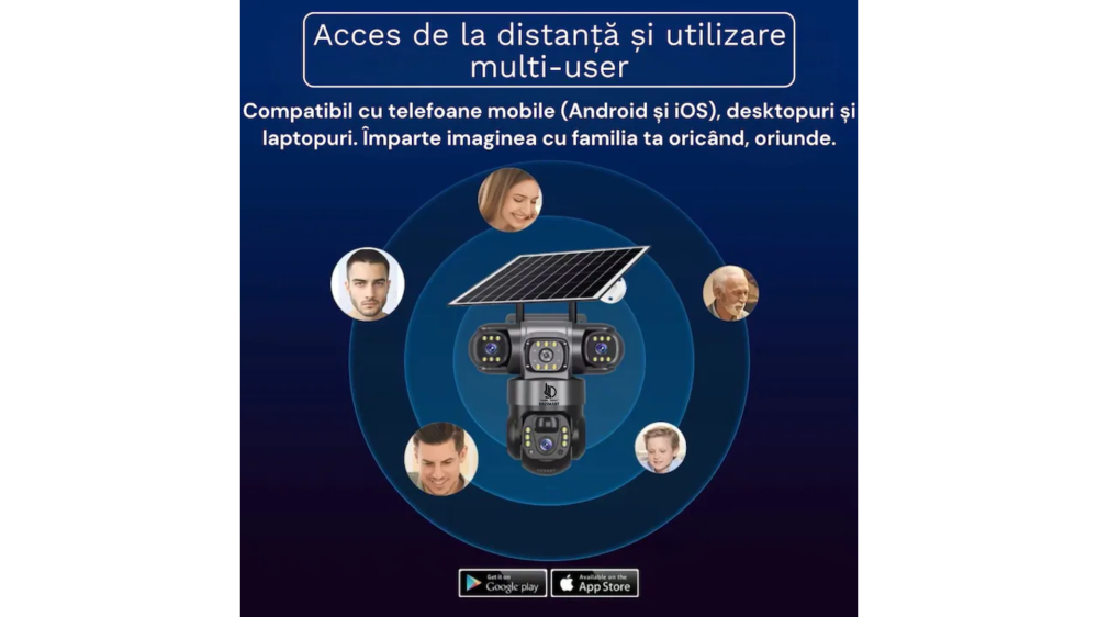 Camera de Supraveghere Video 4G Tripla Cu Panou Solar 8W Daismart, 6MP ULTRA HD, Baterie 8000mah, Rotire 350°, Alarma Miscare, Urmarire Inteligenta, Comunicare Bidirectionala, Night Vision, PTZ, DVR,  [4]
