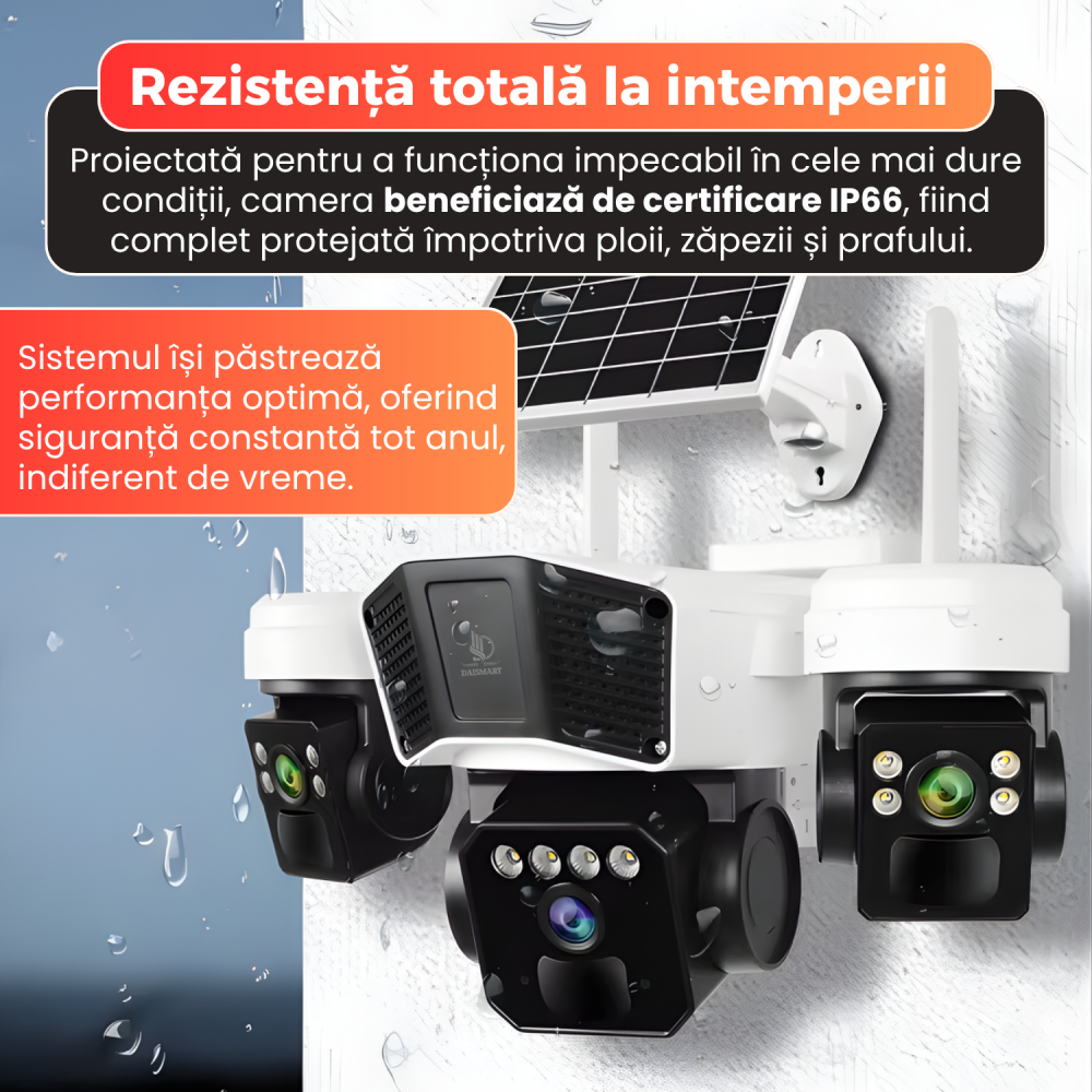 Camera supraveghere exterior, Daismart, 4G Ultra HD 12MP, panou solar 16W, Vedere 355°, acumulator 8000mAh, night vision color, audio bidirectional, senzor miscare AI, IP66, negru [5]