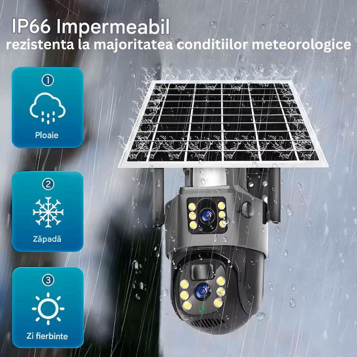 Camera Supraveghere video 4G duba , Portabila, Daismart® , 8MP, Panou Solar 10W si incarcare la priza, detectare miscare, Baterie 10000mAh, PTZ, Vedere Nocturna, Audio Bidirectional, IP66, Exterior,ne [7]