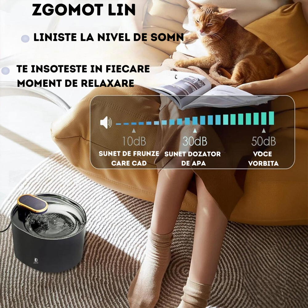 Fantana de Apa pentru Pisici si Caini, DAISMART, Dispenser automat pentru Animale, Filtru de Carbune Activ, Purificare si Filtrare Apa, Indeparteaza Mirosul, Imbunatateste Calitatea Apei, Ultra-Silent [8]