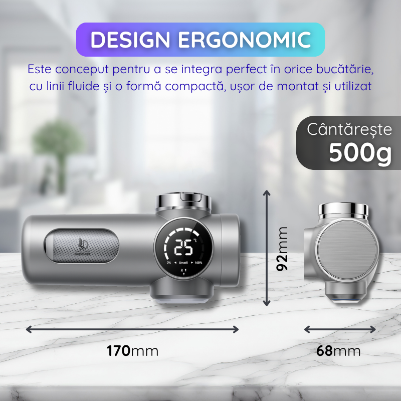 Filtru de Apa Inteligent cu Ecran Digital Daismart©, montare pe chiuveta, sistem de purificare in 8 etape, tehnologie fara alimentare, sterilizare UV, afisaj temperatura si durata filtrului, ultrafilt [9]
