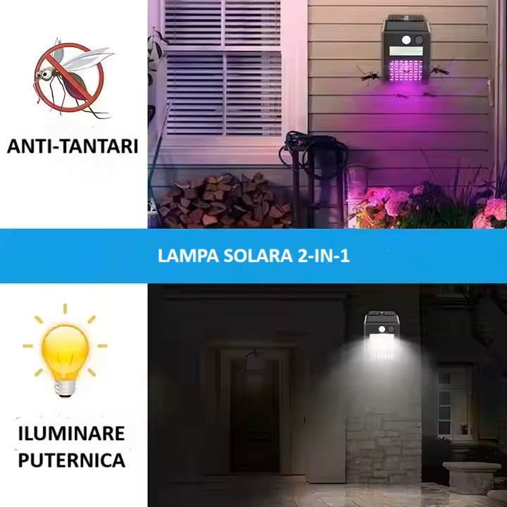 Lampa Solara LED Anti-Insecte 3-in-1 cu Senzor de Miscare, Iluminare Duala si Lumina UV – 15x10 cm [7]