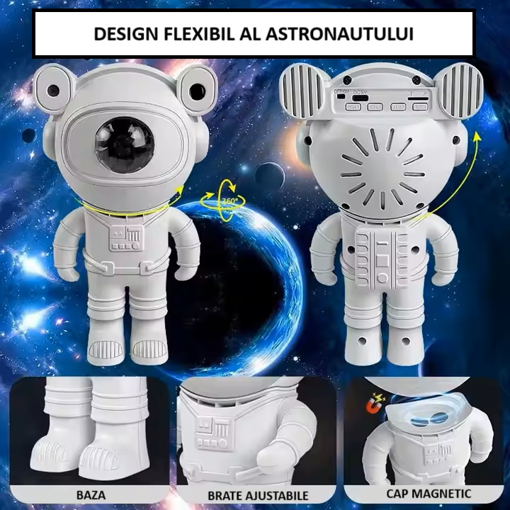 Proiector Astronaut cu LED 20cm,Cap Magnetic, Lumini Multicolore si Telecomada , Incarcare USB [6]