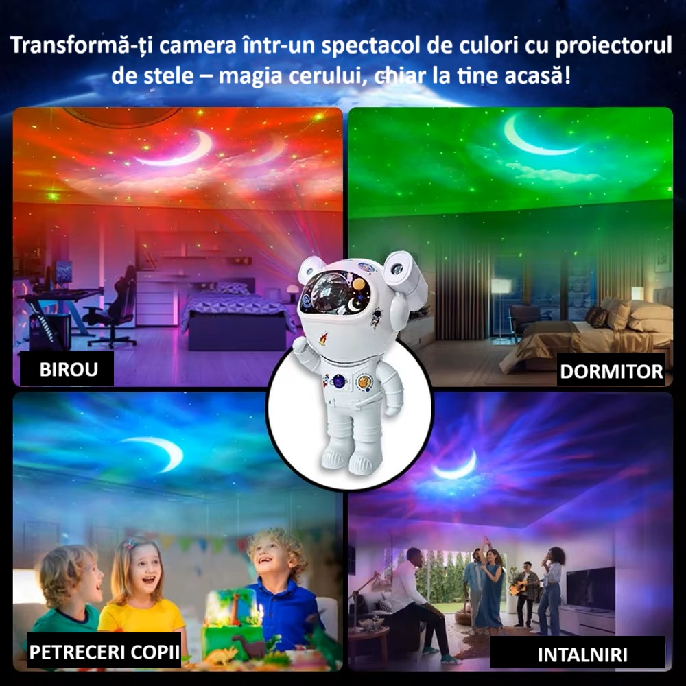 Proiector Astronaut cu LED 20cm,Cap Magnetic, Lumini Multicolore si Telecomada , Incarcare USB [7]