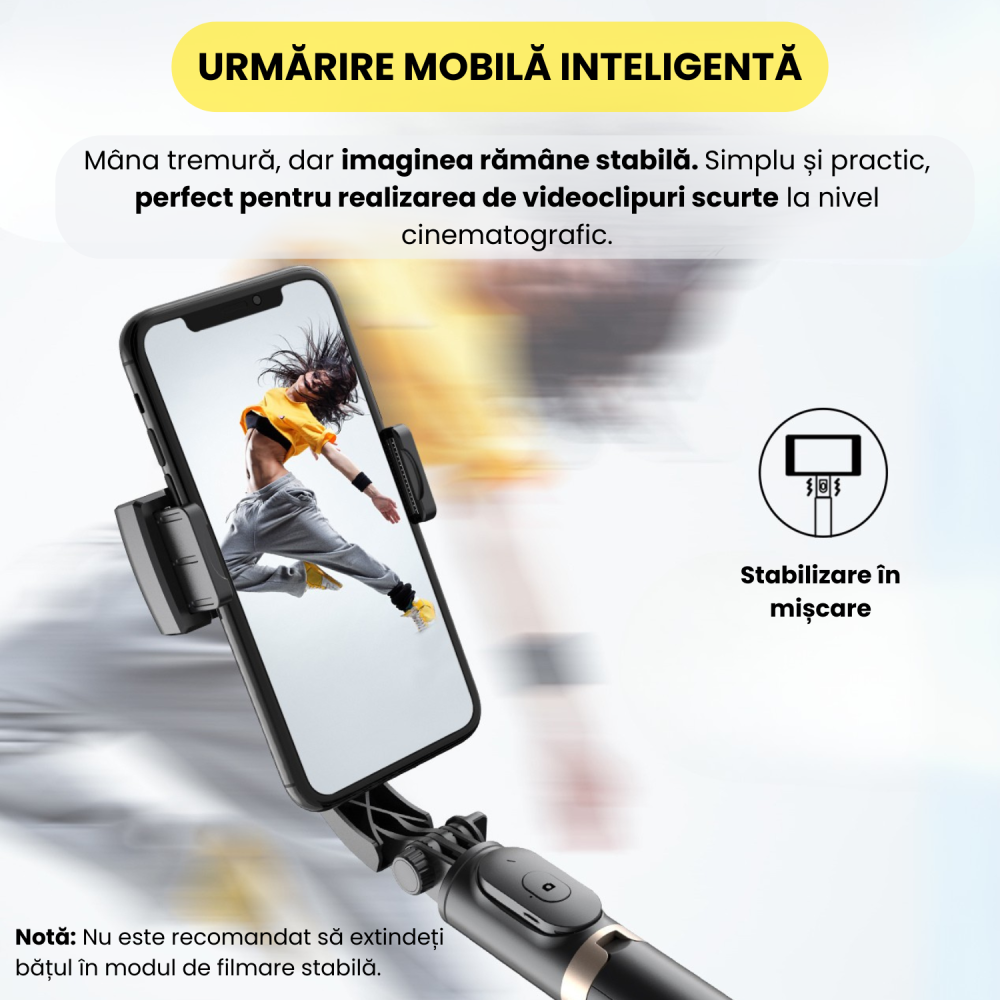 Sistem Gimbal Stabilizator de imagine cu maner, Daismart®, model Q08 universal, rotatie 360°, pentru telefon, trepied inclus, control de la distanta, stabilizare video, selfie-stick, conectare Bluetoo [3]