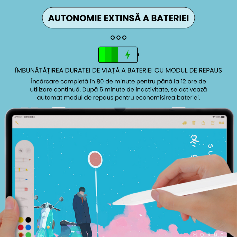 Stylus Pen Ipad universal compatibil cu orice dispozitiv, fara a necesita conectivitate bluetooth, Daismart, P3 Pro 2024, stilou digital cu precizie inalta, compatibil Android & Apple, incarcare tip C [6]