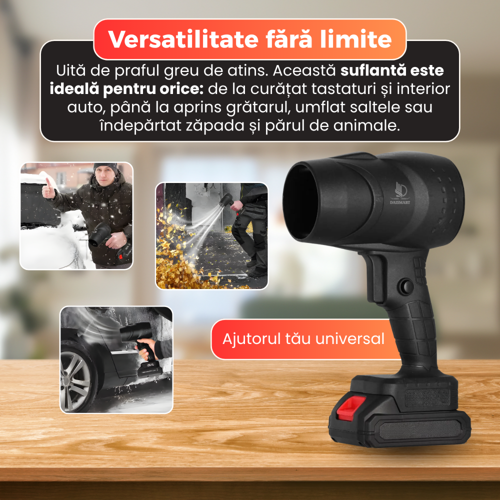Suflanta turbo Pro, motor brushless 130.000 RPM, putere 1050W, jet de aer puternic, 2 acumulatori 48V inclusi, valiza transport, autonomie pana la 25 ore, negru [11]