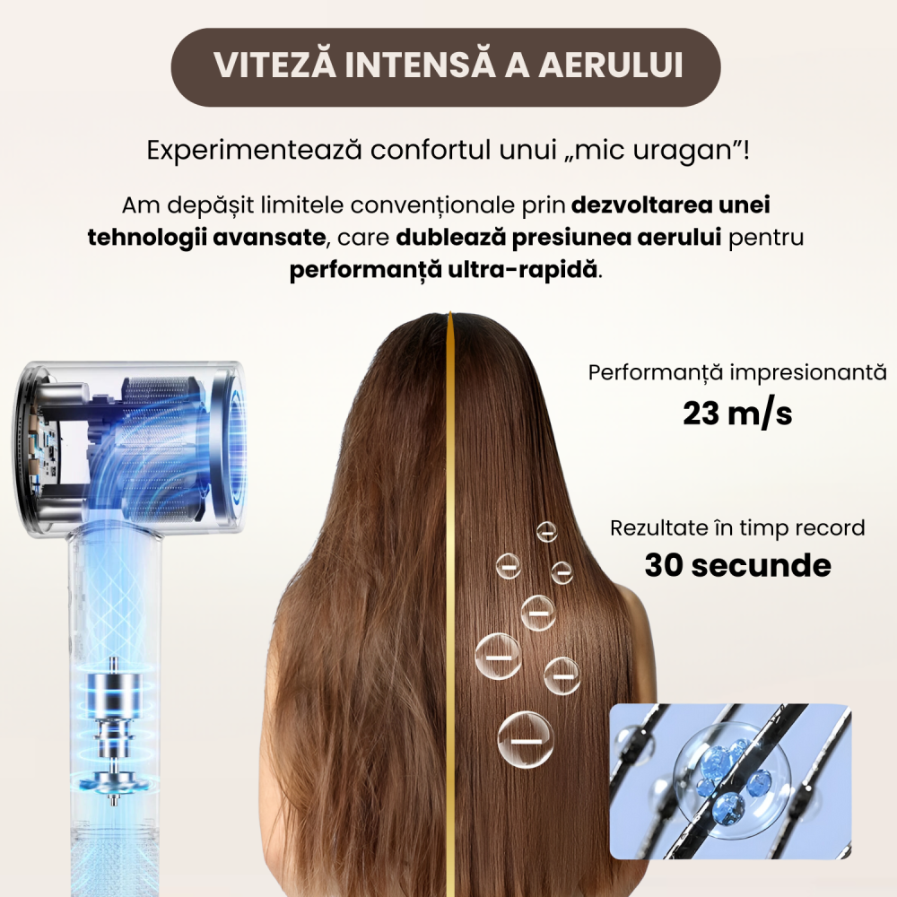 Uscator de par profesional 1600W, Daismart®, D3, 3 trepte de temperatura, 2 viteze, functie ionica avansata, aer rece-cald, design compact, motor high speed, ondulator, difuzor si duza de uscare inclu [7]