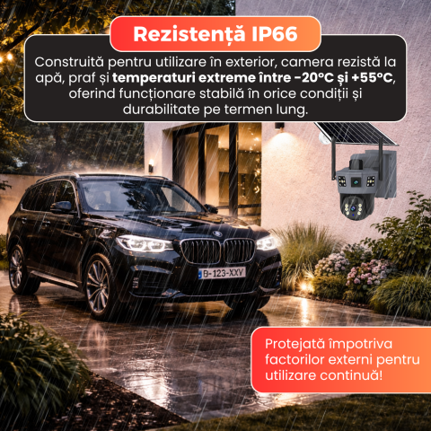 Camera supraveghere cu panou solar, Daismart, 4G, 1080P, Zoom Optic 10X, vedere nocturna color 100m, dual lens, detectare umana, urmarire automata, audio bidirectional, control 360°, IP66, exterior, g [4]