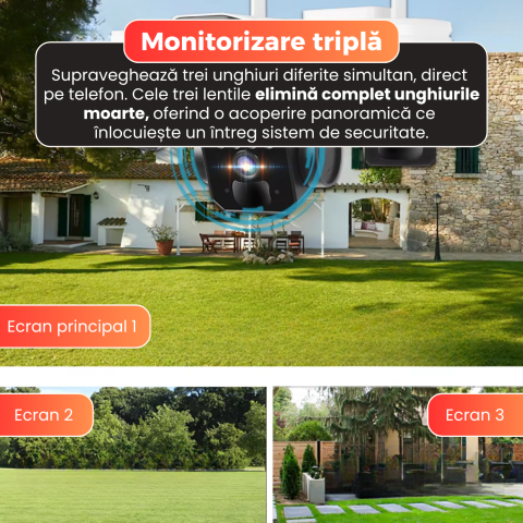 Camera supraveghere exterior, Daismart, 4G Ultra HD 12MP, panou solar 16W, Vedere 355°, acumulator 8000mAh, night vision color, audio bidirectional, senzor miscare AI, IP66, negru [6]