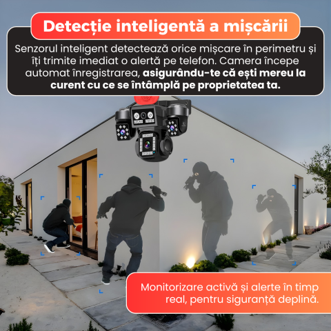Camera supraveghere exterior, Daismart, 4G Ultra HD 12MP, panou solar 16W, Vedere 355°, acumulator 8000mAh, night vision color, audio bidirectional, senzor miscare AI, IP66, negru [8]