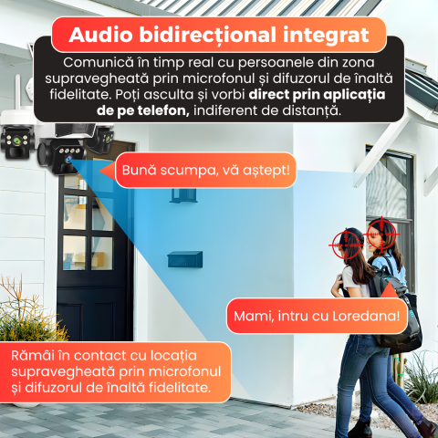 Camera supraveghere exterior, Daismart, 4G Ultra HD 12MP, panou solar 16W, Vedere 355°, acumulator 8000mAh, night vision color, audio bidirectional, senzor miscare AI, IP66, negru [8]