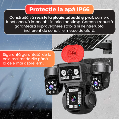 Camera supraveghere exterior, Daismart, 4G Ultra HD 12MP, panou solar 16W, Vedere 355°, acumulator 8000mAh, night vision color, audio bidirectional, senzor miscare AI, IP66, negru [3]