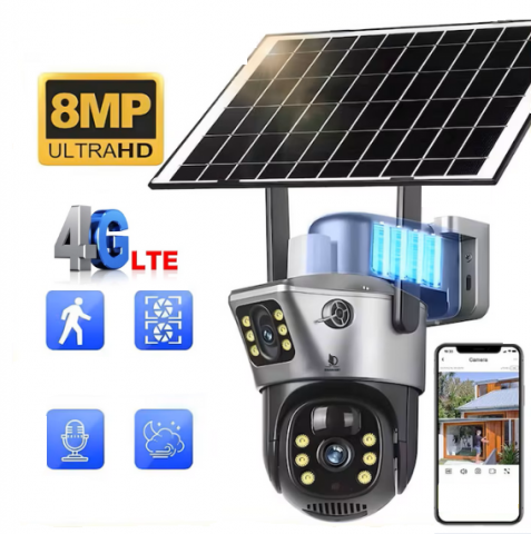 Sisteme de supraveghere si securitate - Camera Supraveghere video 4G duba , Portabila, Daismart® , 8MP, Panou Solar 10W si incarcare la priza, detectare miscare, Baterie 10000mAh, PTZ, Vedere Nocturna, Audio Bidirectional, IP66, Exterior,ne