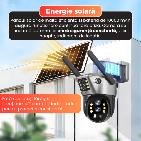 Camera supraveghere 4G, Daismart, duala 8MP, panou solar 10W, baterie 10000mAh, zoom 10X, vedere nocturna color, detectare miscare, audio bidirectional, PTZ, IP66, exterior, gri [6]