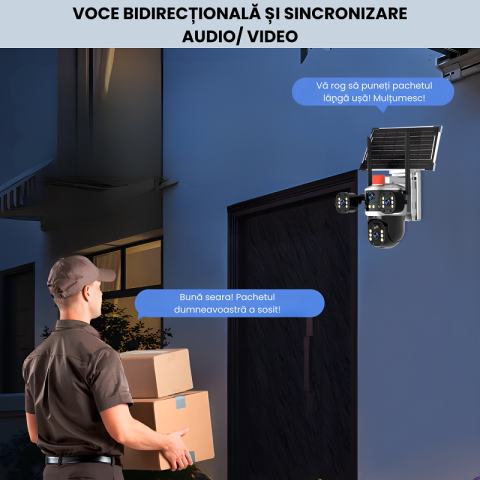 Camera supraveghere video tripla, WI-FI, Daismart, ULTRA HD, autonomie solara si incarcare la priza, 12MP, 6K, viziune nocturna colorata, detectare miscare, alarma inteligenta, gimbal 360°, negru [6]