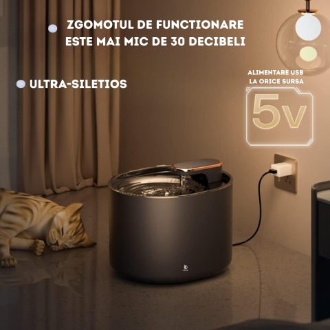 Fantana de Apa pentru Pisici si Caini, DAISMART, Dispenser automat pentru Animale, Filtru de Carbune Activ, Purificare si Filtrare Apa, Indeparteaza Mirosul, Imbunatateste Calitatea Apei, Ultra-Silent [4]