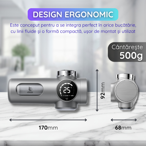 Filtru de Apa Inteligent cu Ecran Digital Daismart©, montare pe chiuveta, sistem de purificare in 8 etape, tehnologie fara alimentare, sterilizare UV, afisaj temperatura si durata filtrului, ultrafilt [8]