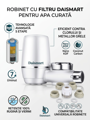 Filtru de apă pentru robinet Daismart, 5 etape de filtrare, cu adaptoare incluse [4]