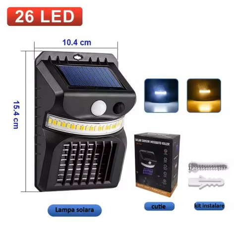 Lampa Solara LED Anti-Insecte 3-in-1 cu Senzor de Miscare, Iluminare Duala si Lumina UV – 15x10 cm [1]