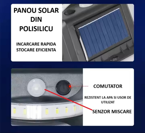 Lampa Solara LED Anti-Insecte 3-in-1 cu Senzor de Miscare, Iluminare Duala si Lumina UV – 15x10 cm [7]