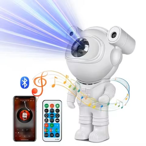 Jucarii, Copii & Bebe - Proiector Astronaut cu LED 20cm,Cap Magnetic, Lumini Multicolore si Telecomada , Incarcare USB