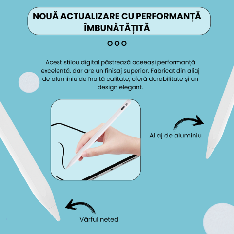 Stylus Pen Ipad universal compatibil cu orice dispozitiv, fara a necesita conectivitate bluetooth, Daismart, P3 Pro 2024, stilou digital cu precizie inalta, compatibil Android & Apple, incarcare tip C [9]