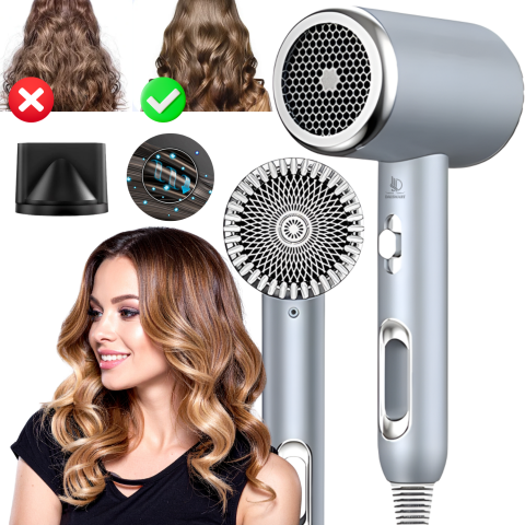 Uscatoare de par - Uscator de par, Daismart, 1600W, tehnologie ionizare, 3 trepte temperatura, aer rece, design usor si ergonomic, nivel redus zgomot, argintiu