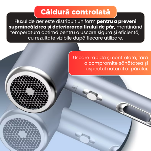 Uscator de par, Daismart, 1600W, tehnologie ionizare, 3 trepte temperatura, aer rece, design usor si ergonomic, nivel redus zgomot, argintiu [2]