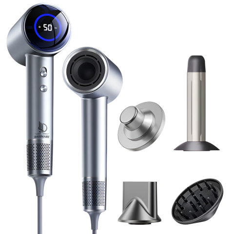 Uscatoare de par - Uscator de par profesional 1600W, Daismart®, D3, 3 trepte de temperatura, 2 viteze, functie ionica avansata, aer rece-cald, design compact, motor high speed, ondulator, difuzor si duza de uscare inclu