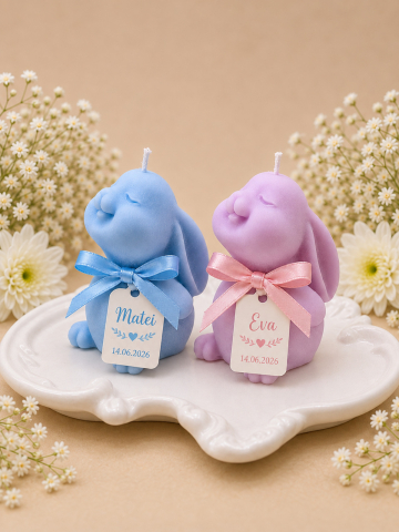 Marturii Personalizate - Mărturie din ceară de soia Iepurașul Visător „Nino” – personalizată